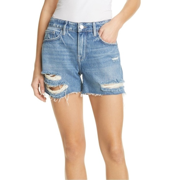 Frame Le Grand Garçon denim shorts in Montgrove Rips - Picture 1 of 9